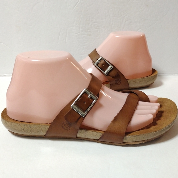 Yokono Ibiza Made in Spain Women's Leather Slide Toe Ring Buckle Sandals Tan 8 - Picture 3 of 10